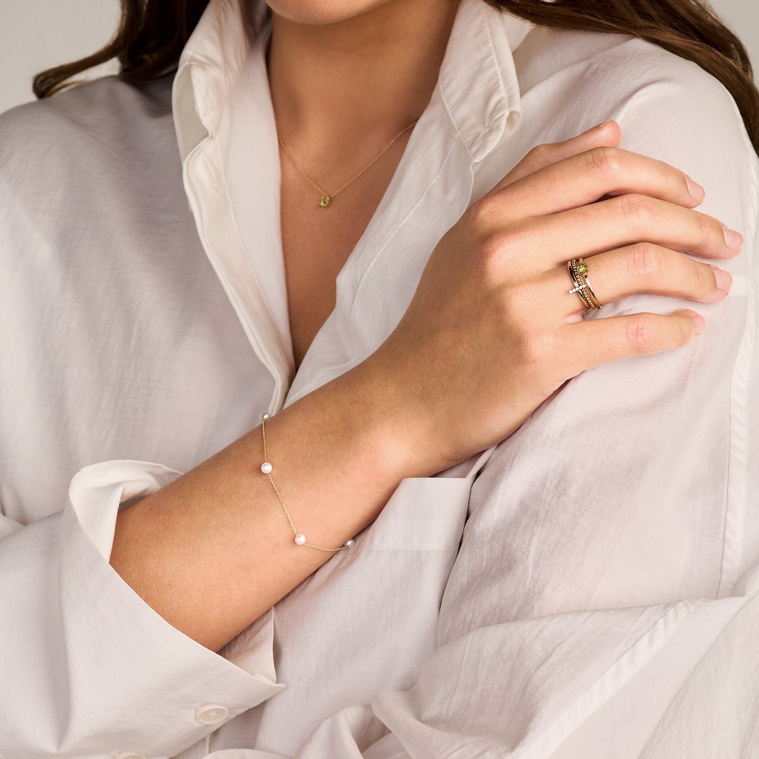 Armband Nuvia aus 585er Gelbgold mit Süßwasserperlen