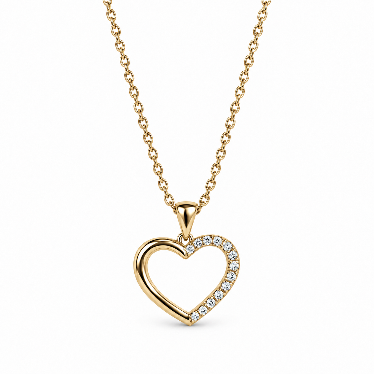 Herz-Halskette 585 Gelbgold oder Weißgold mit Brillanten 0,11 ct TW/SI – AMORA
