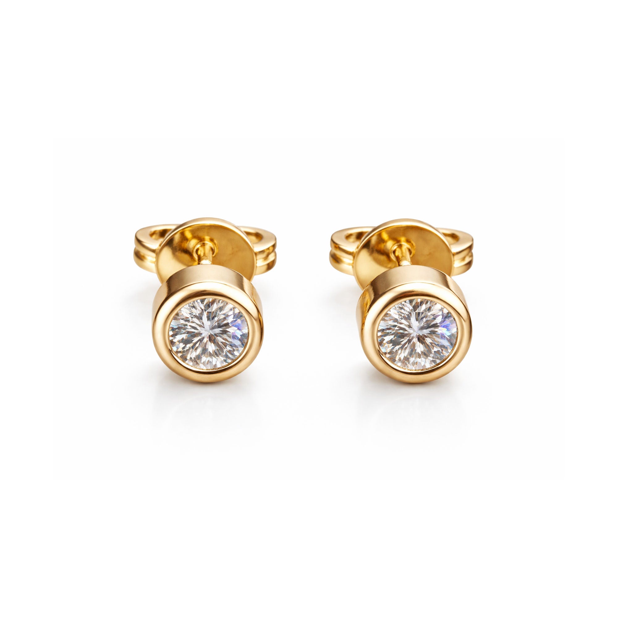 GIORO Vera Brillant Ohrstecker aus 585 Gelbgold mit Zargenfassung, 6,3 mm Durchmesser