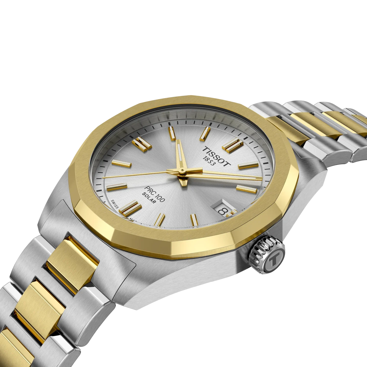 Tissot PRC 100 Solar 34 mm Silber Bicolor – Ref. T1518222203100
