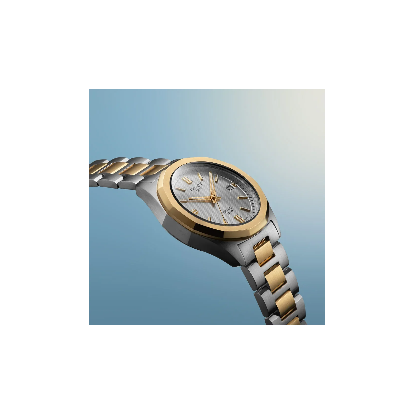 Tissot PRC 100 Solar 34 mm Silber Bicolor – Ref. T1518222203100