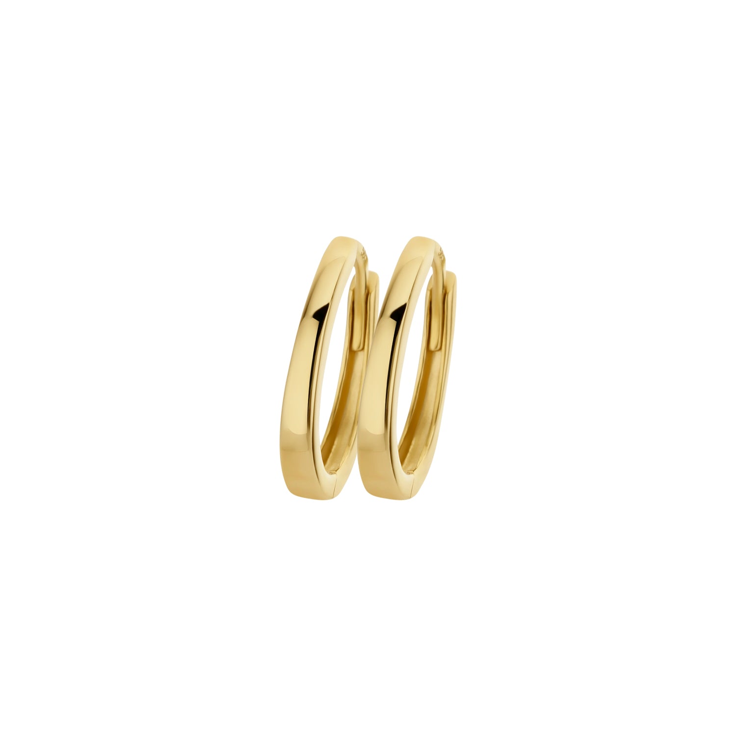 GIORO Ovalia ovale Creolen aus 585er Gelbgold mit konischem Design und Schnappverschluss