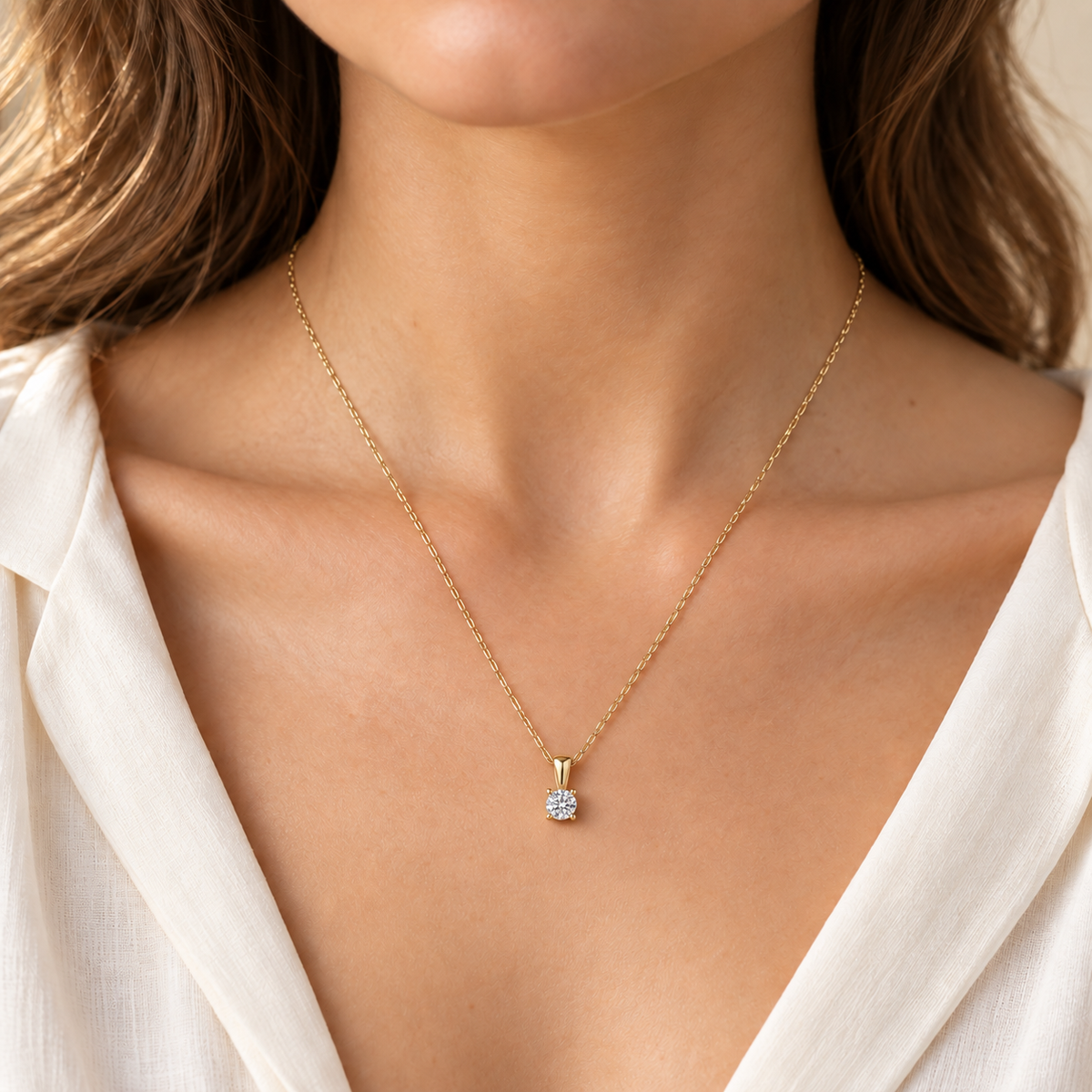 Collier Elowen mit 0,46 ct Brillant W/SI in 585er Gelbgold