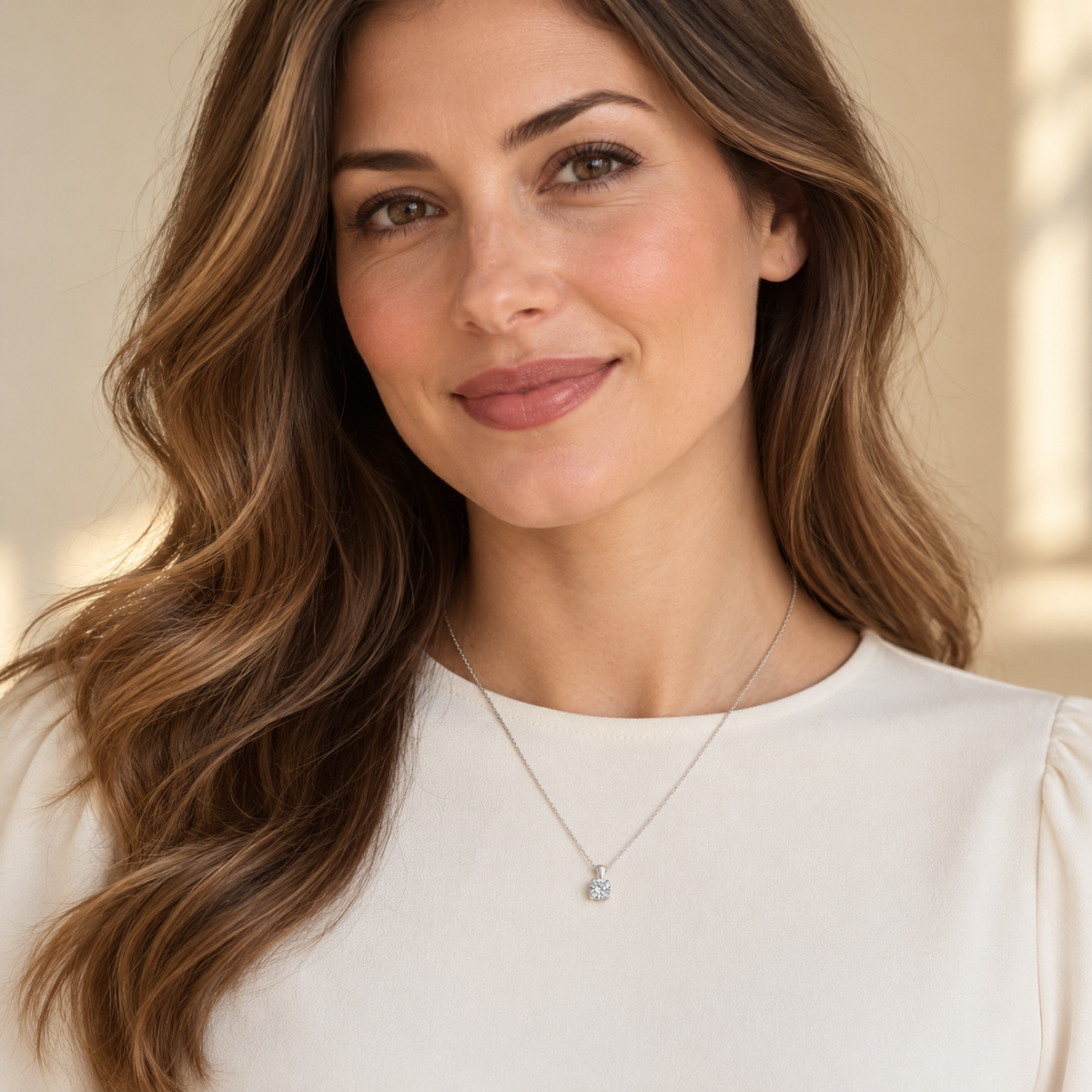 GIORO necklace Enise with 0.22 ct diamond in 4-claw setting – white gold