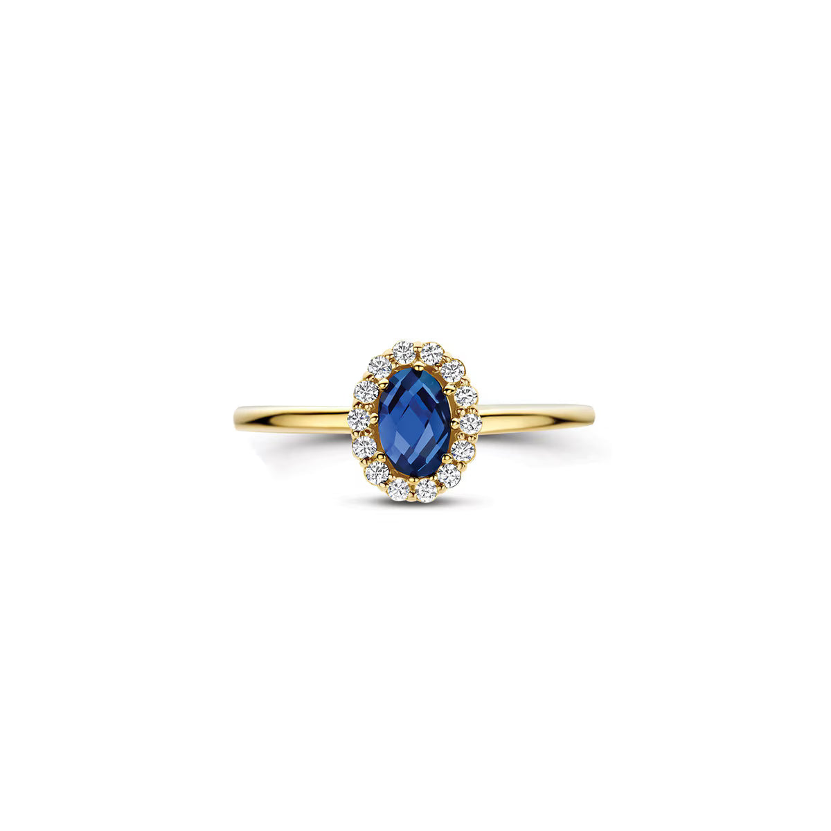 AZURIA Bicolor-Ring aus 585 Gelb- und Weißgold mit blauem und weißen Lab Grown Diamanten, insgesamt 0,63 ct – GIORO