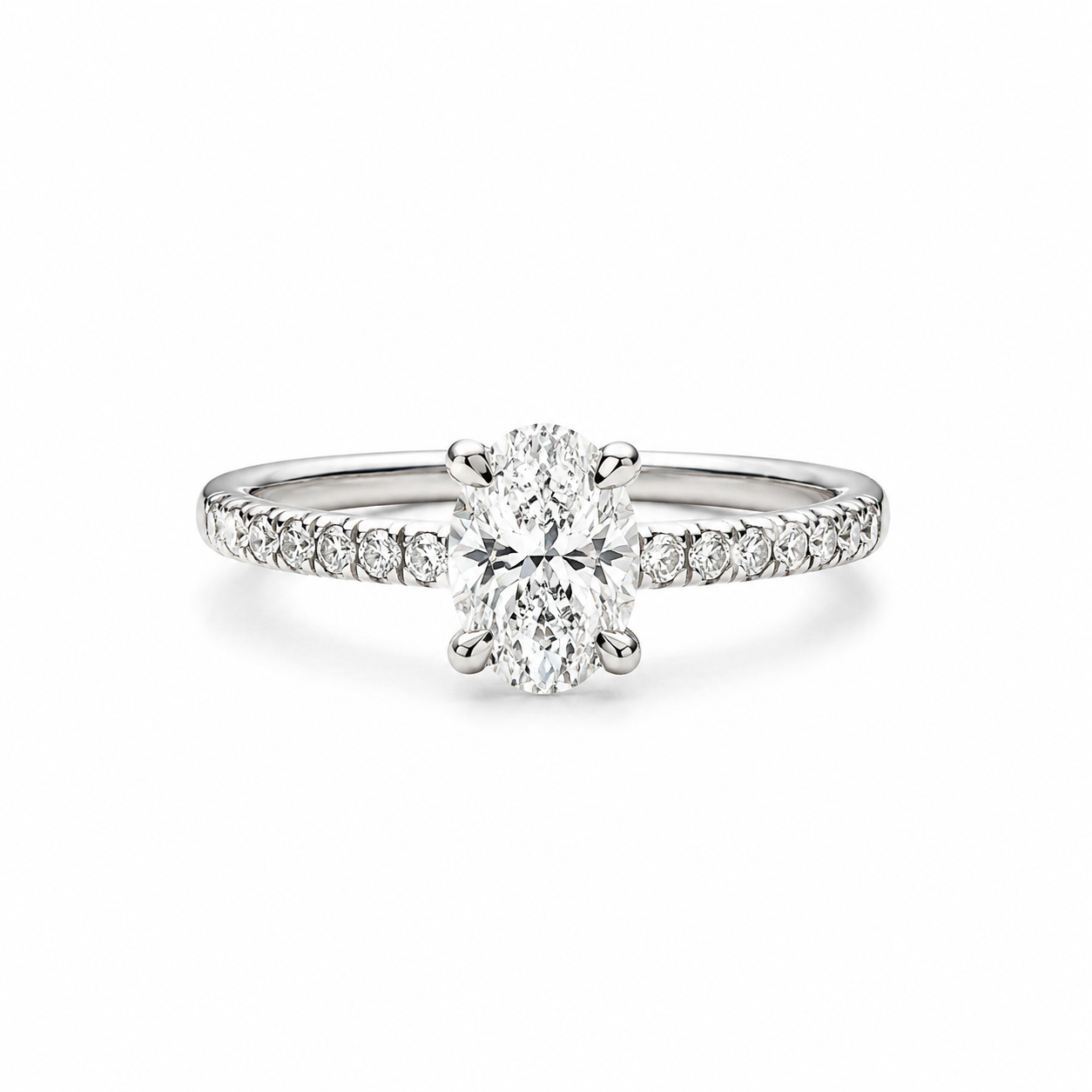 GIORO Vivienne – Verlobungsring aus 585 Weißgold mit ovalem Lab Grown Diamanten 1,00 ct D/VS1
